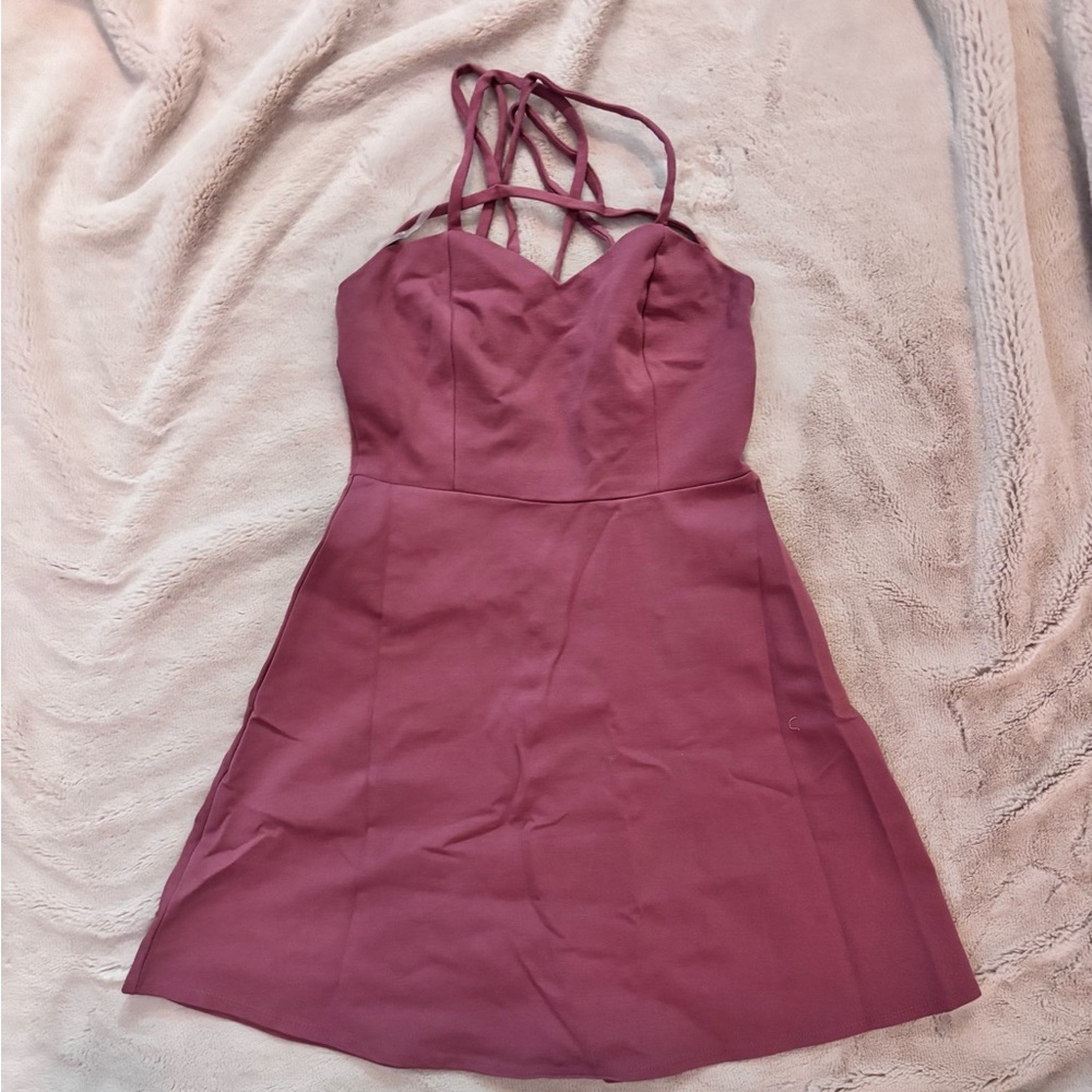 Chic Dusty Rose Strappy Mini Dress